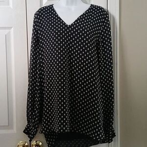 Banana Republic navy blue v-neck long sleeve tunic blouse Sz L NWT